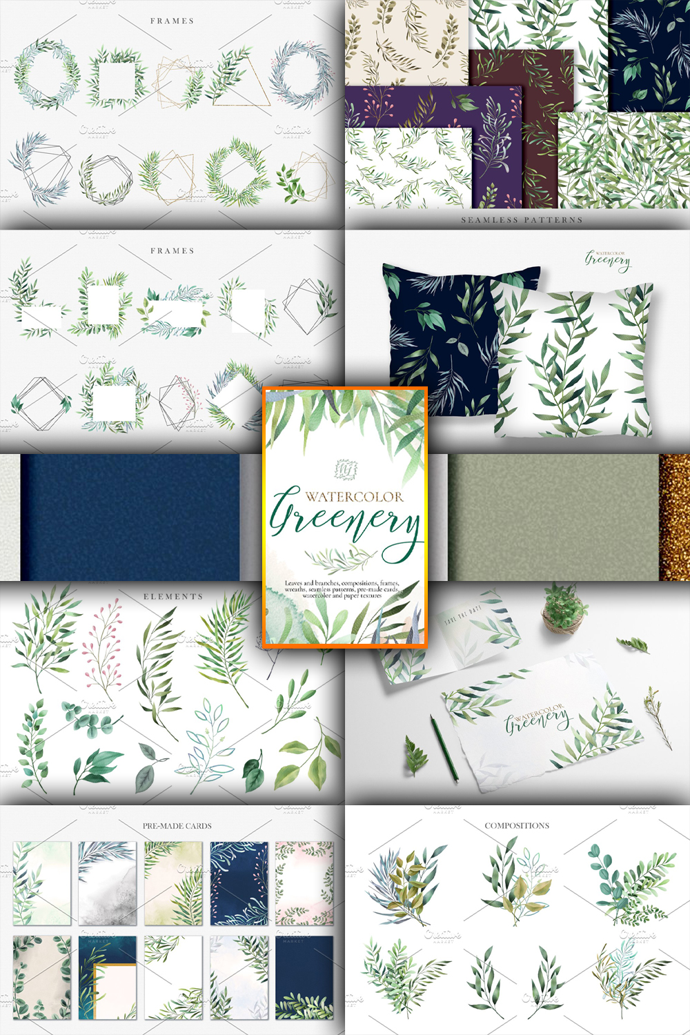 3738285 watercolor greenery collection pinterest 1000 1500 996