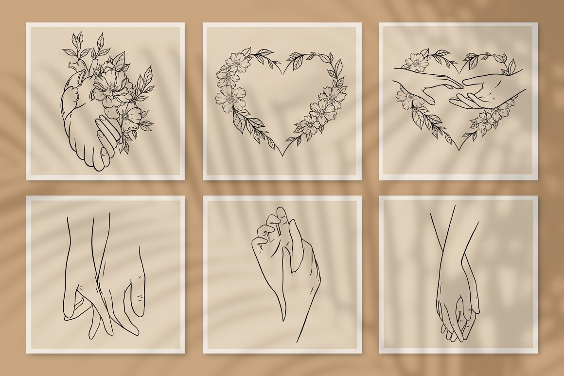Hearts and hands of lovers.