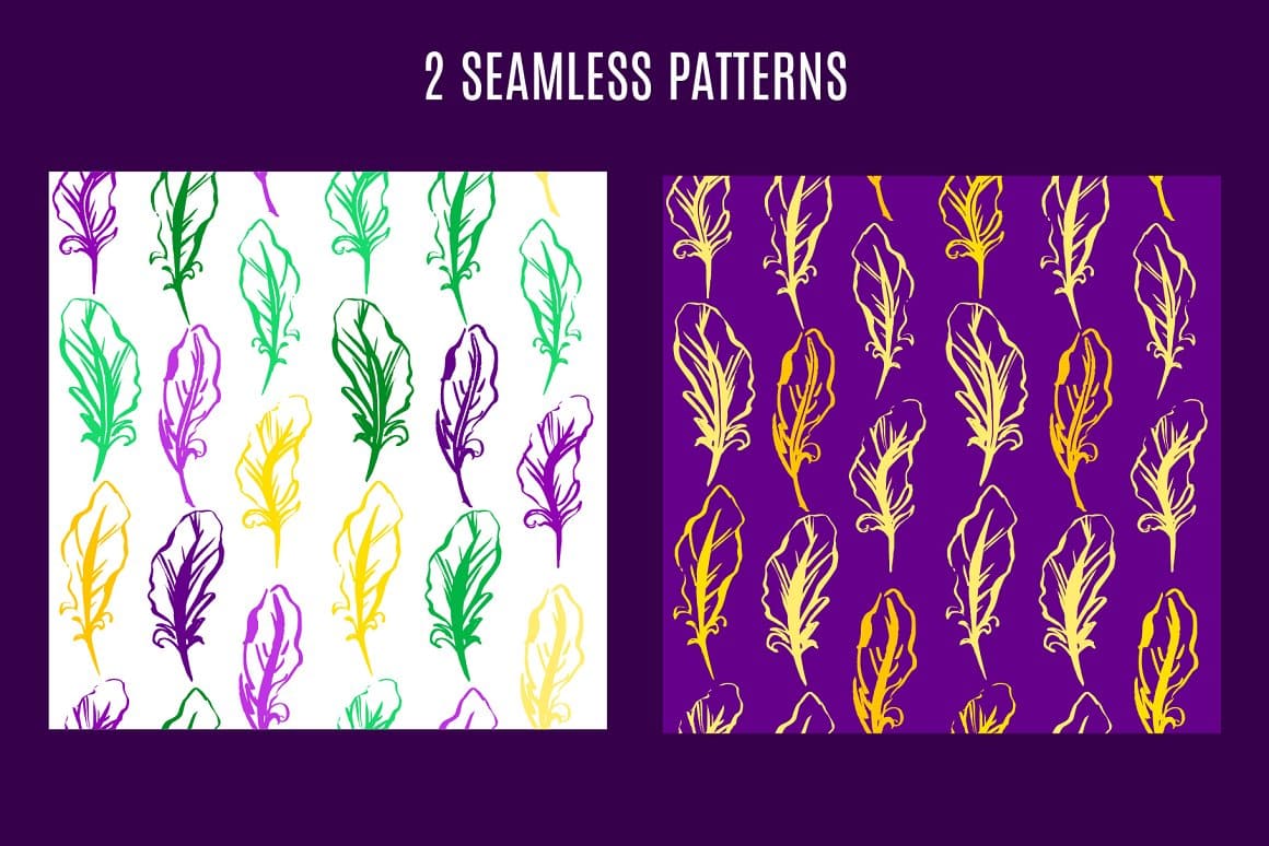 2 seamless patterns on the light and dark backgrounds.