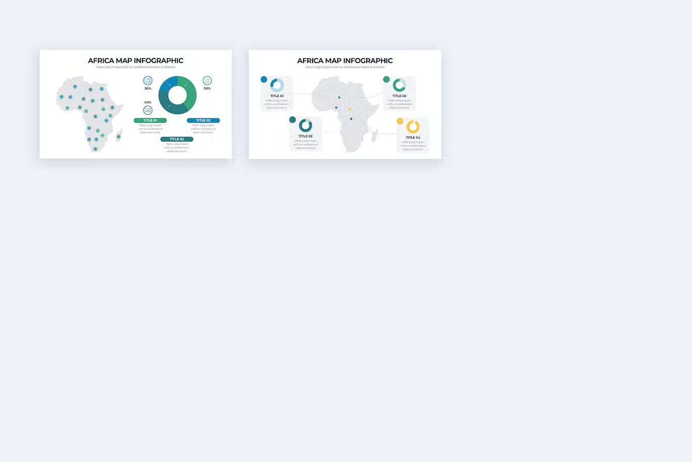 Two slides about Africa map infographic.