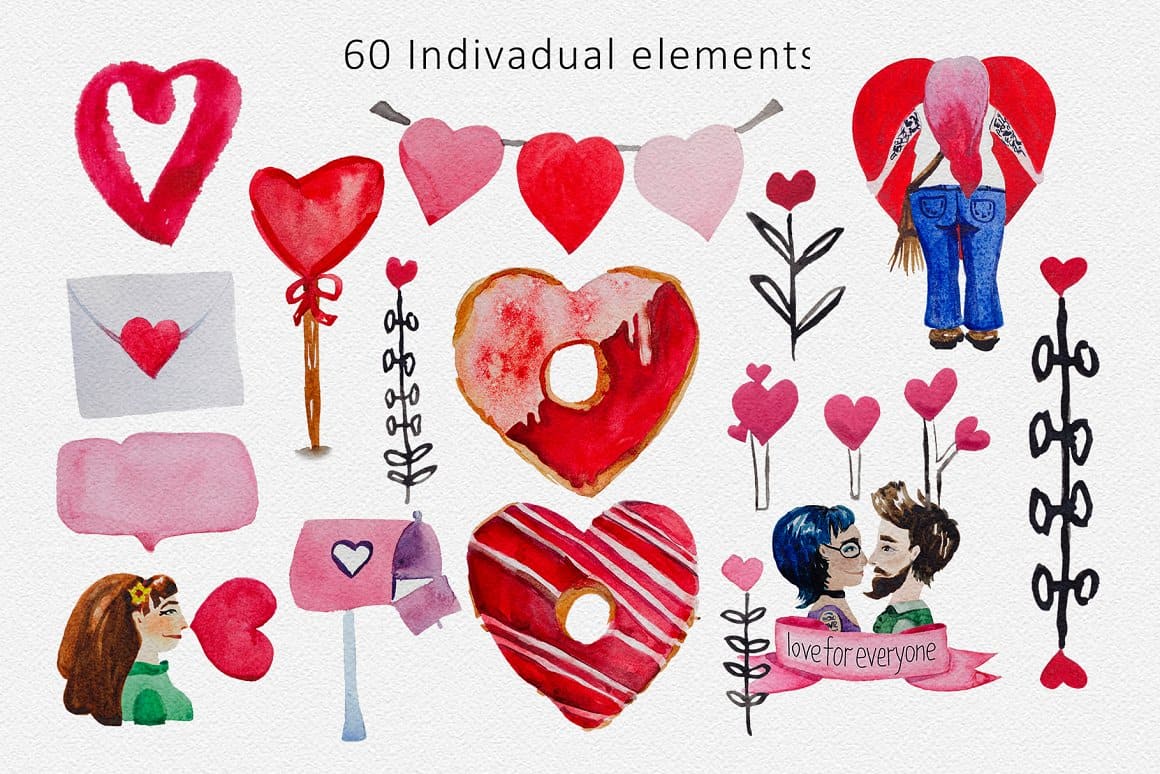 Individual elements of clipart "Love for everyone".