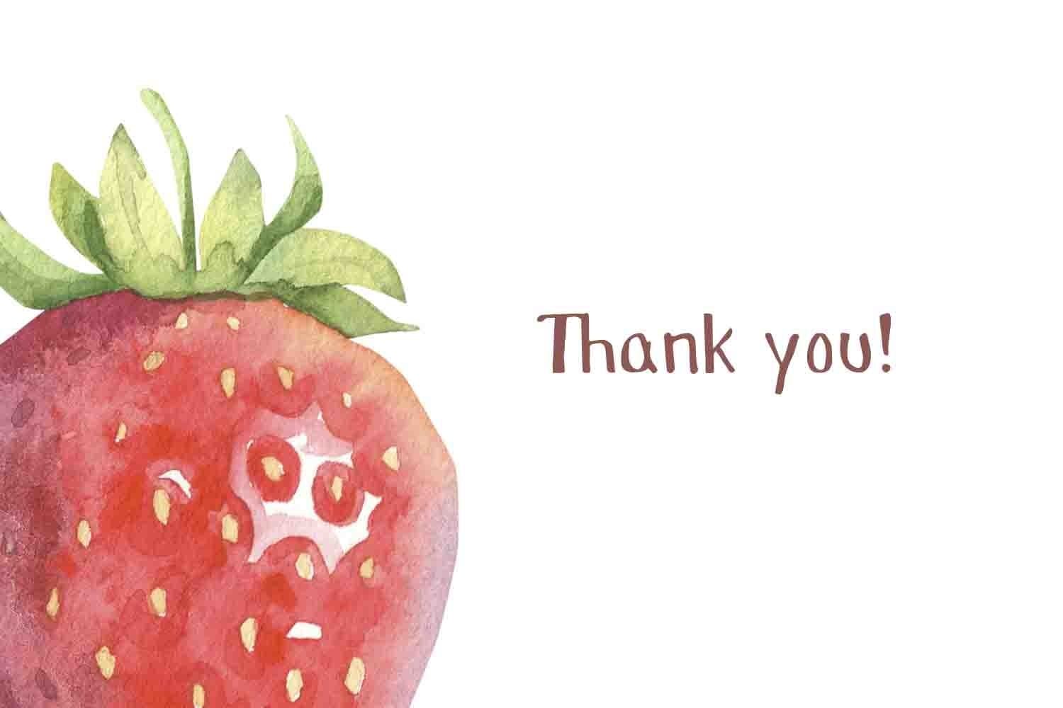 Slide with "Thank You" and the red side of a strawberry.