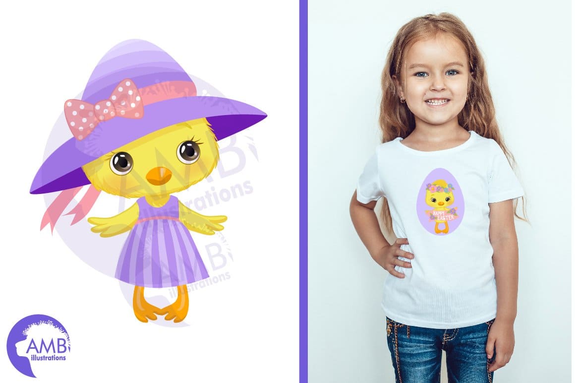 Children's t-shirt with a picture of a chick for a girl.