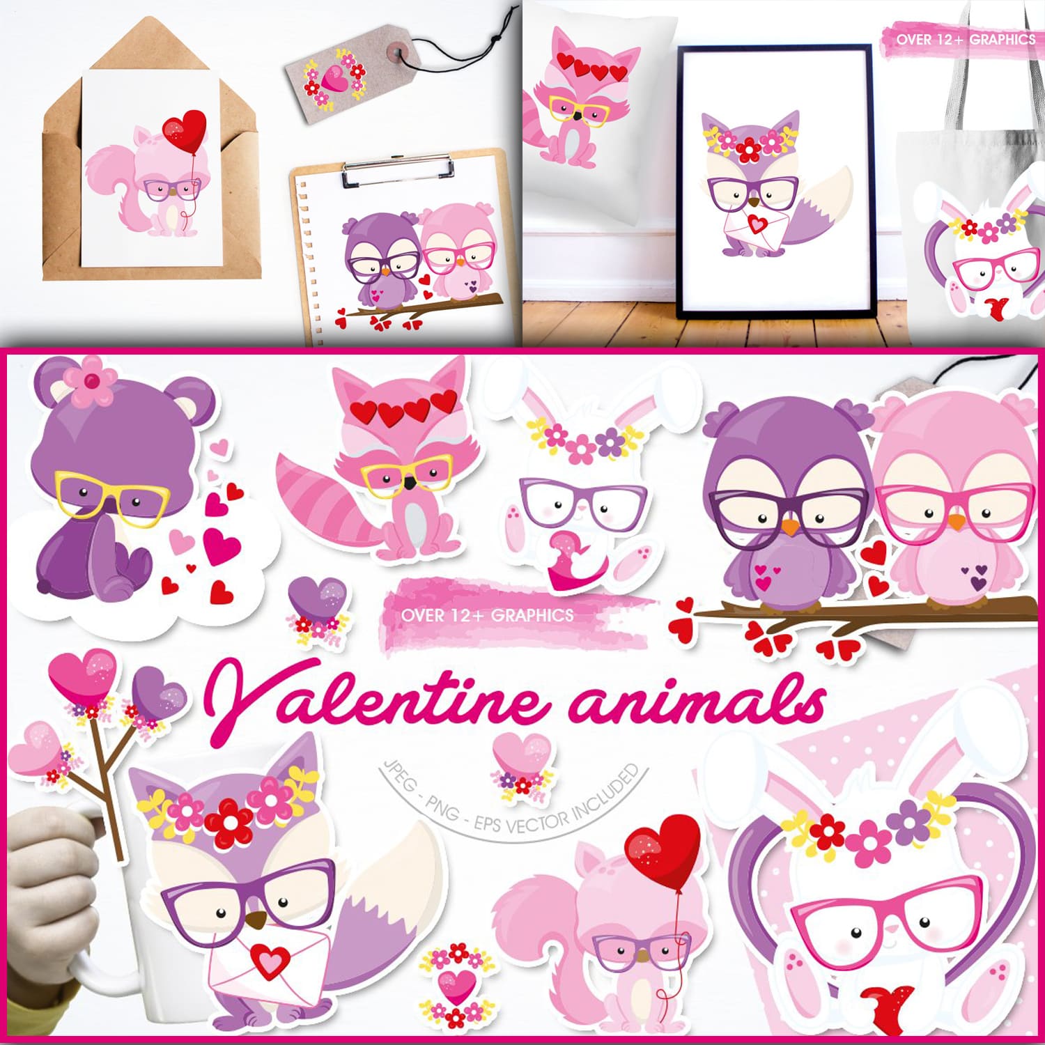 Examples of using animal valentines in design.