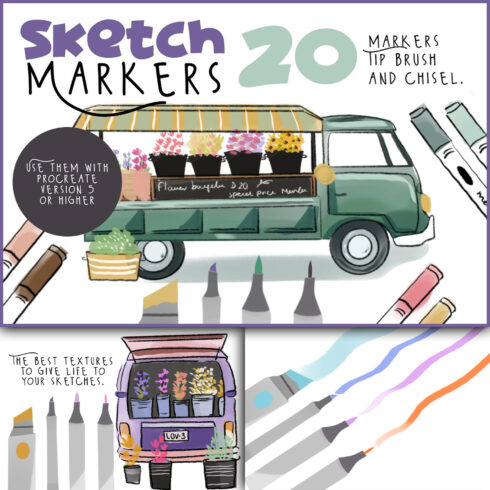 Preview sketch markers for procreate.