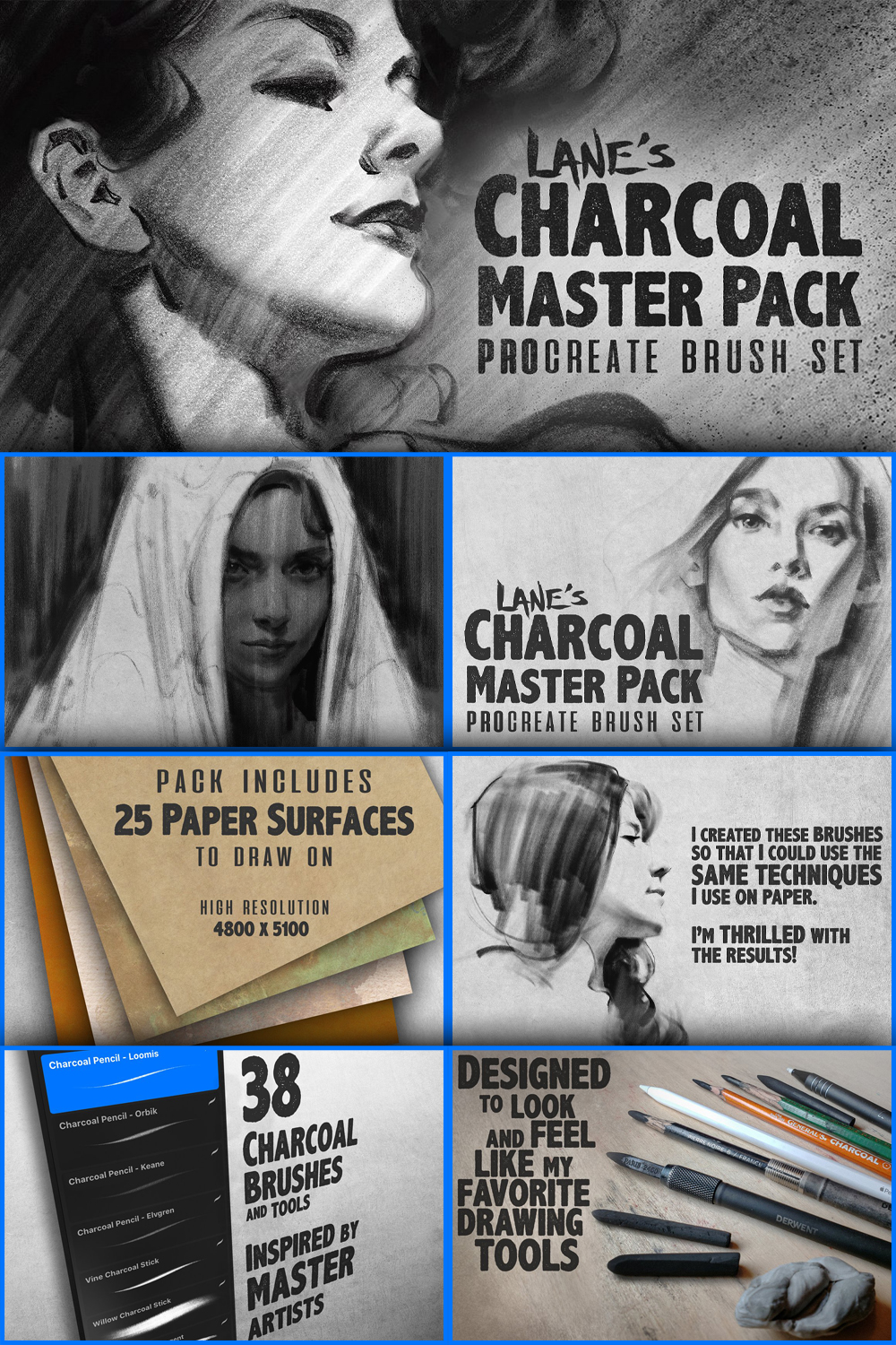 Illustration of pinterest the charcoal master pack.