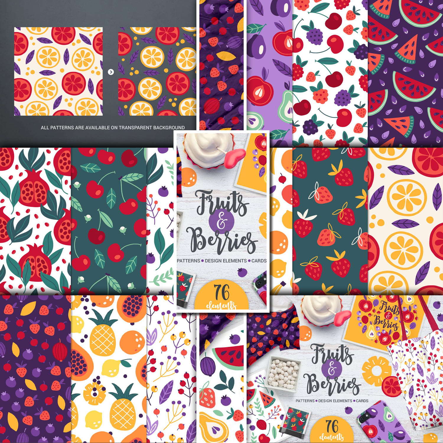 Lots of fruit and berry patterns.