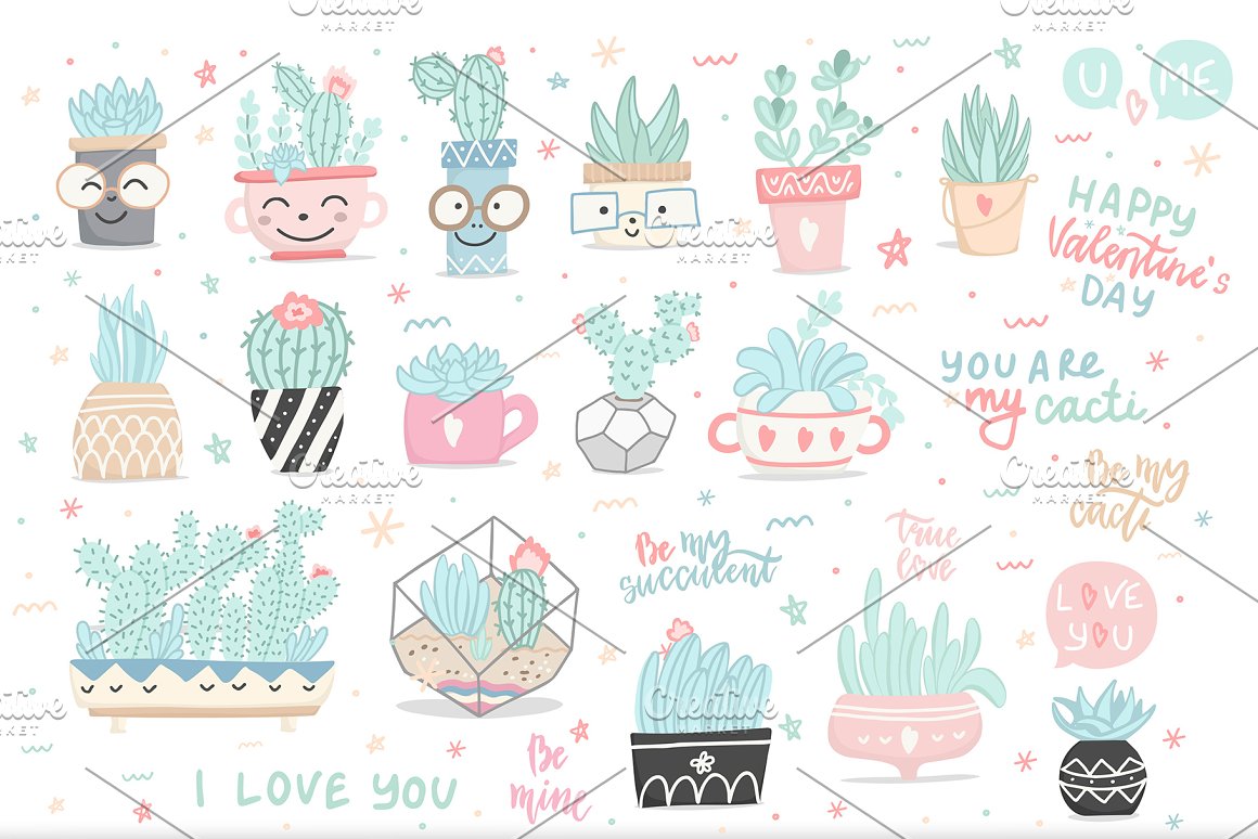Beautiful prints with cacti and other plants.