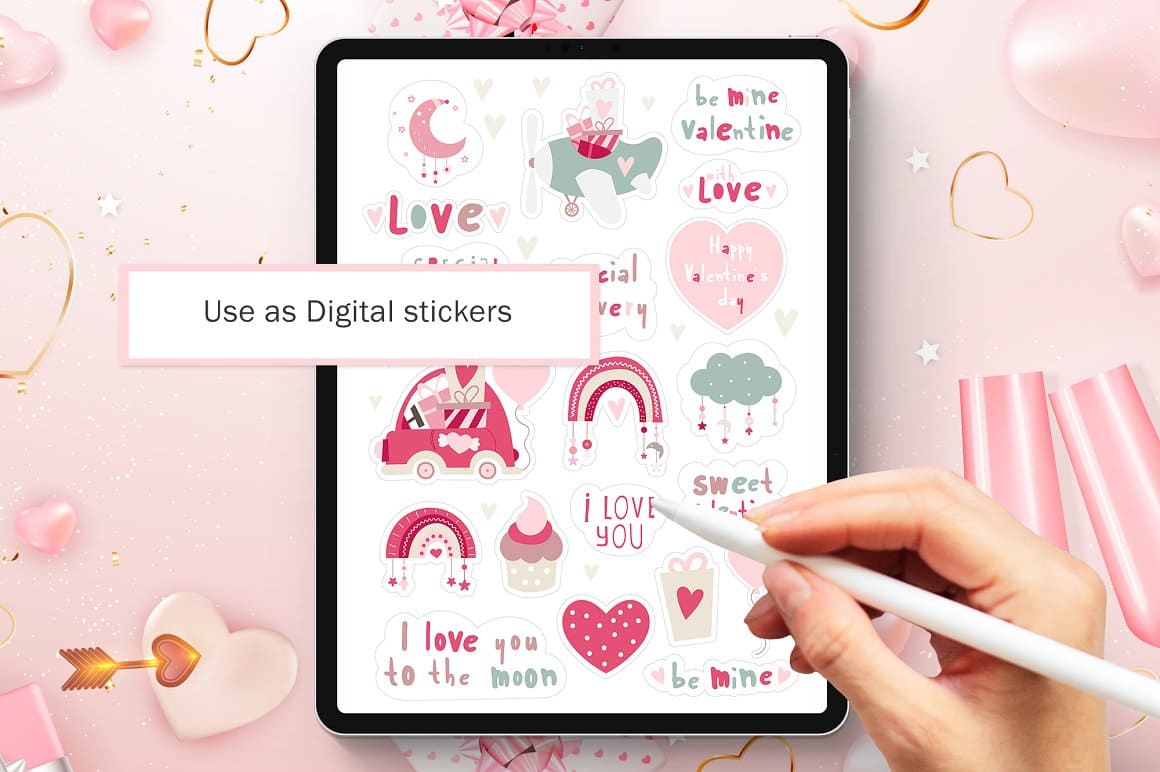 Preview Valentine's Day Romantic Collection on the tablet.