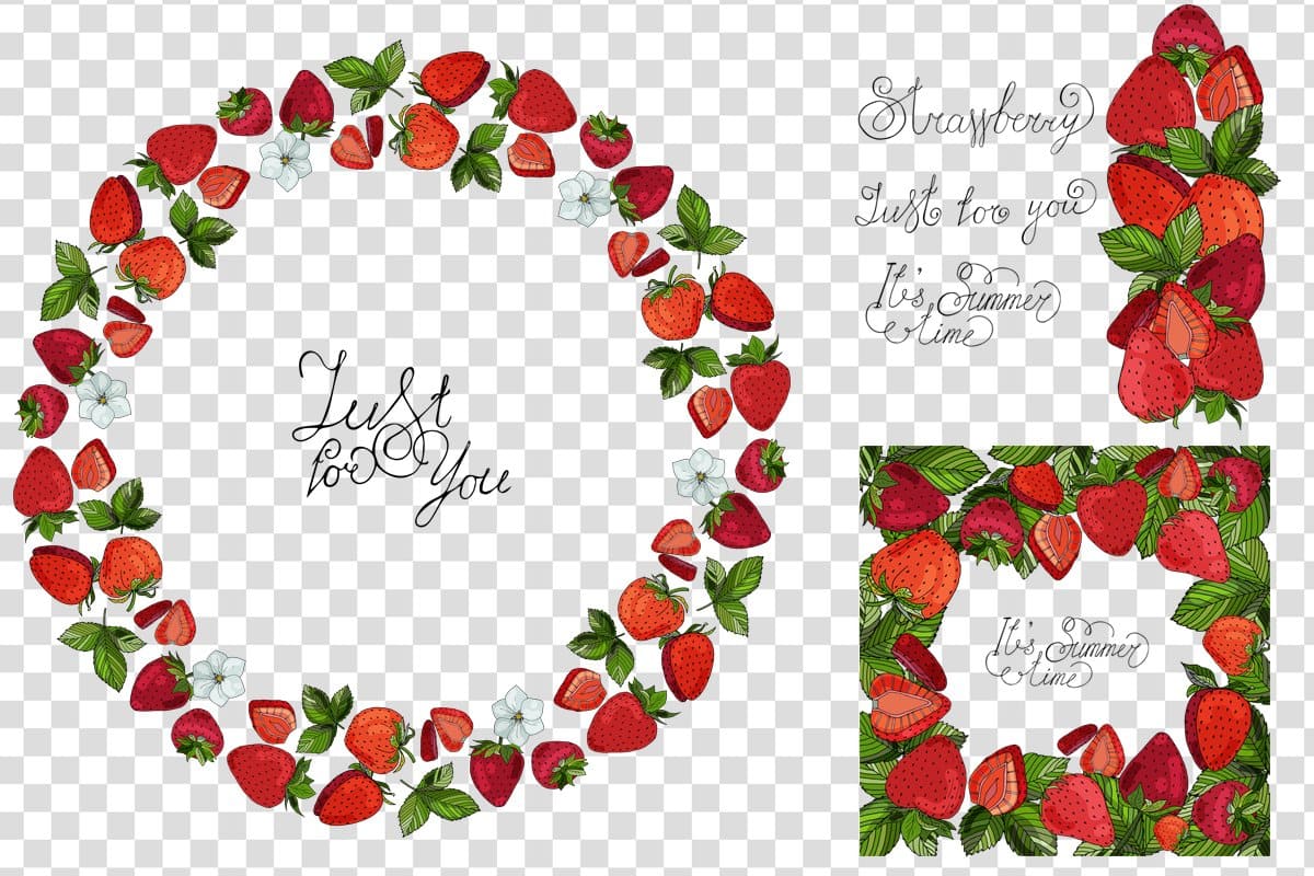 A frame of strawberries and the inscription "Only for you" are depicted on a transparent background.