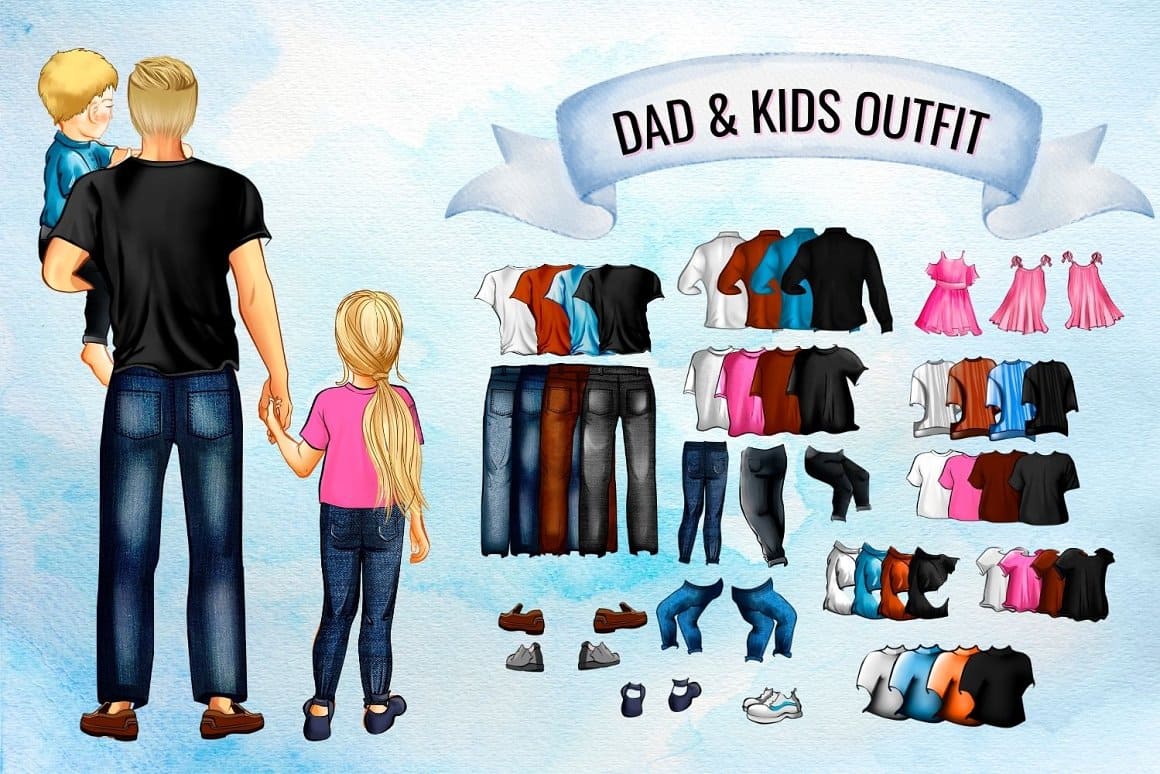 Dad and kids outfit.