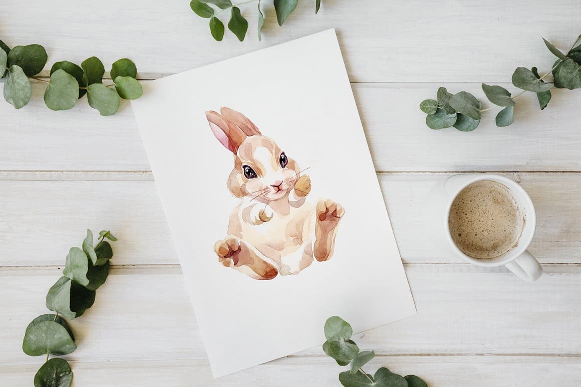 An Easter bunny is drawn on a white sheet of paper.