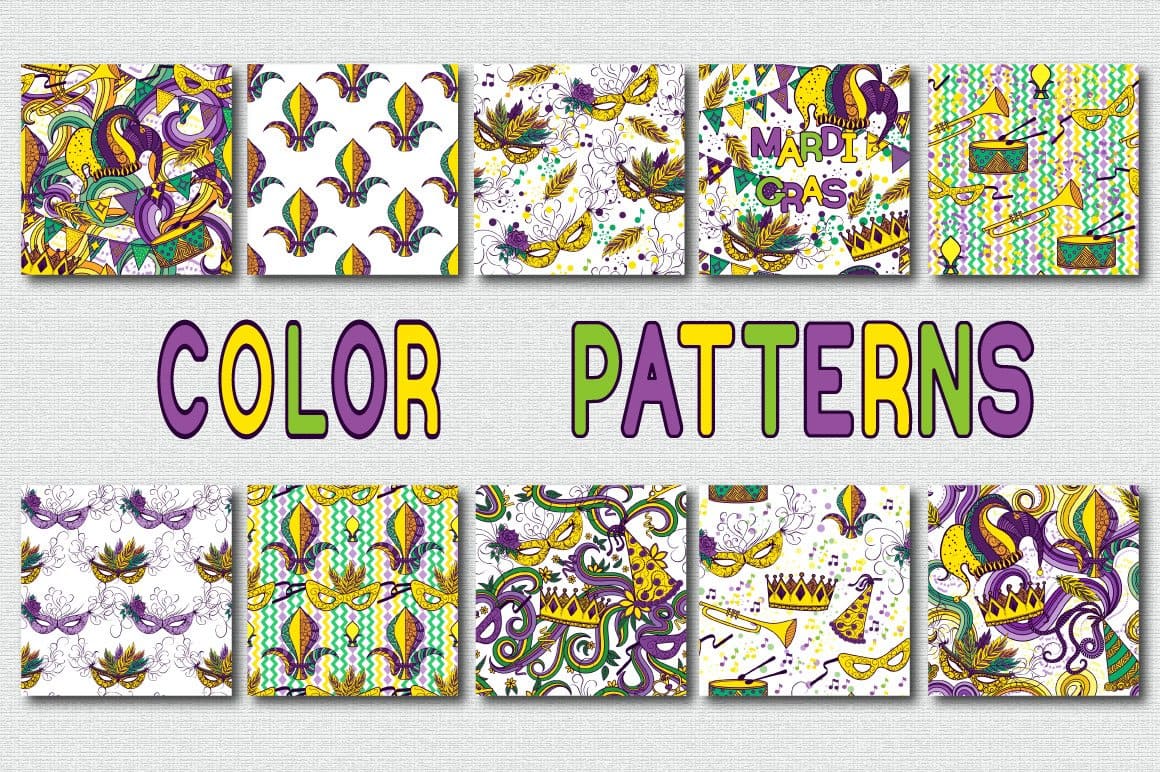 Color patterns of Mardi Gras.