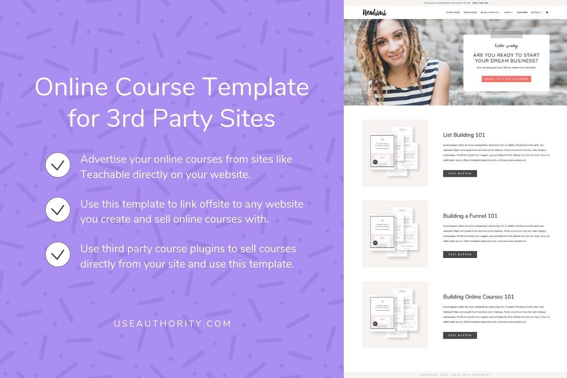 Online course template for 3rd party sites.