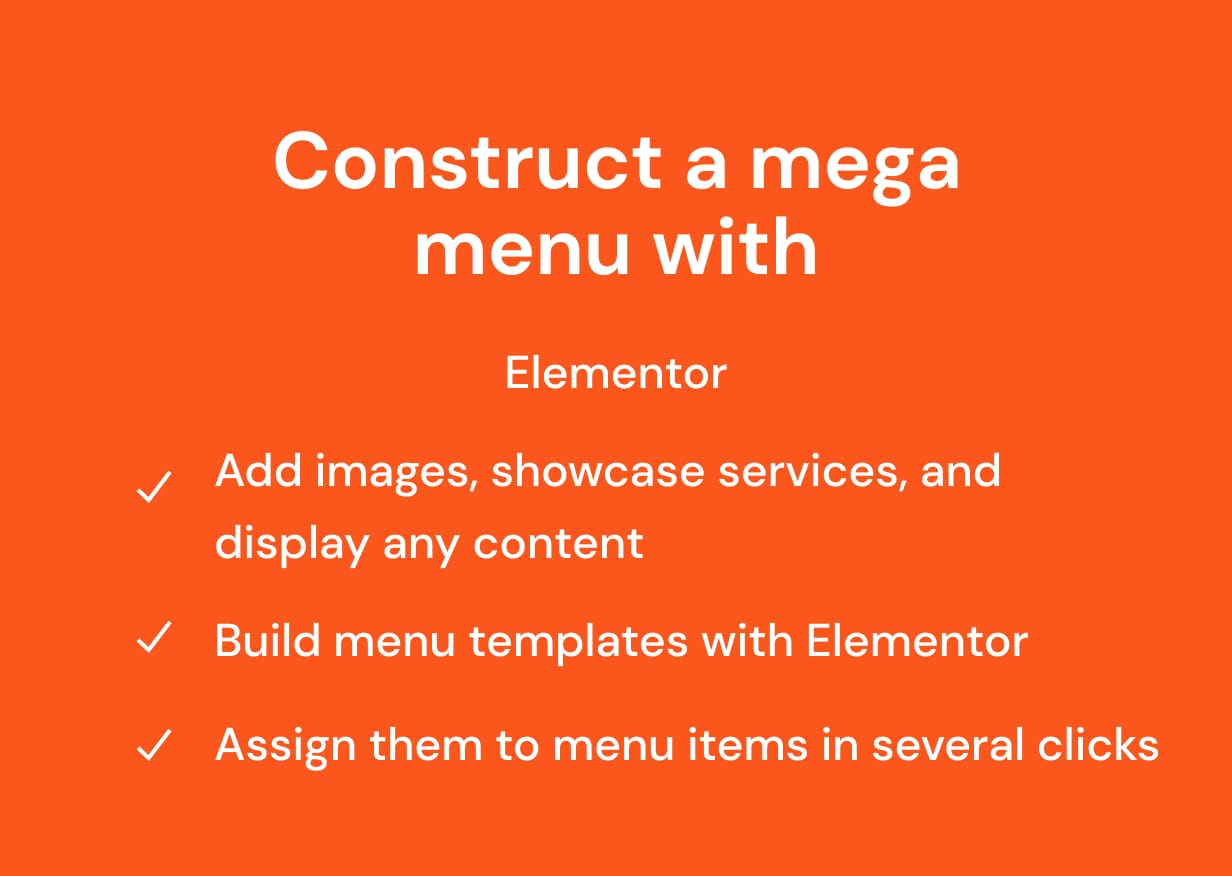 Construct a mega menu with elementor.