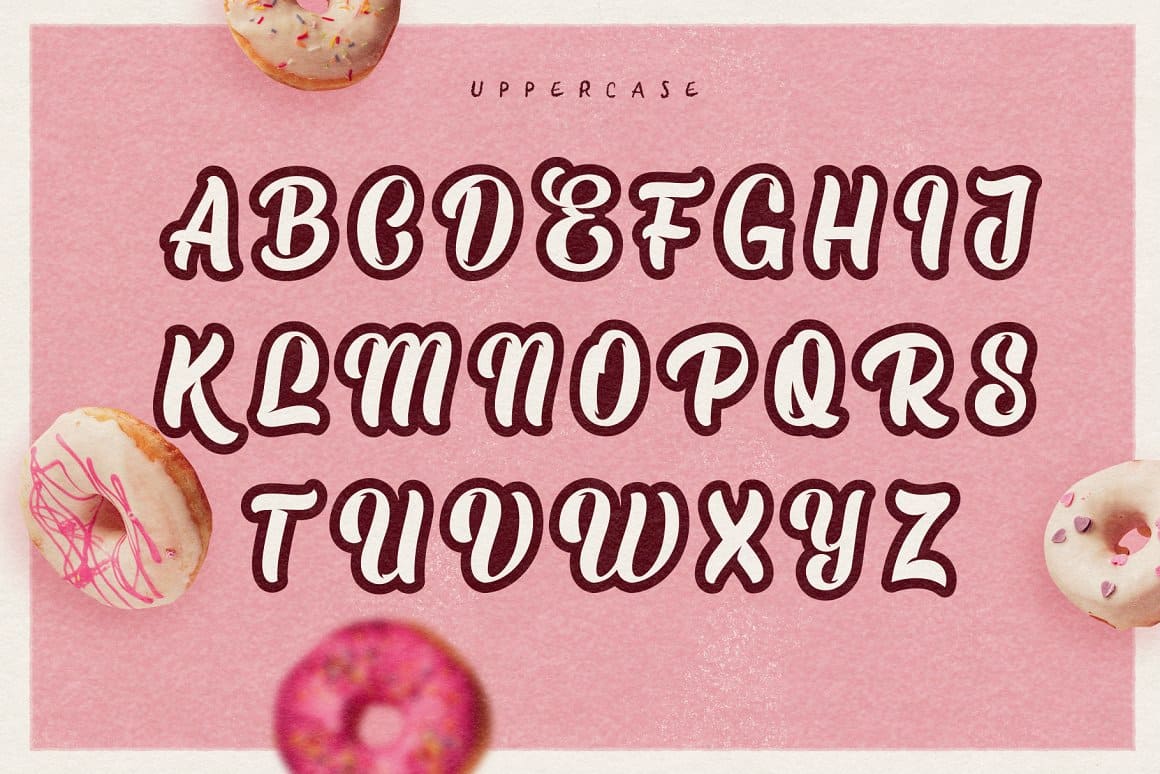 Uppercase alphabet is created with a sweet font called "Honey Pie".