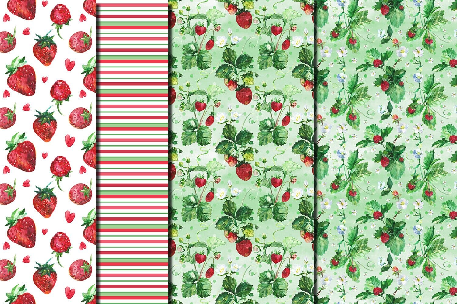 Mint background with strawberry plants.