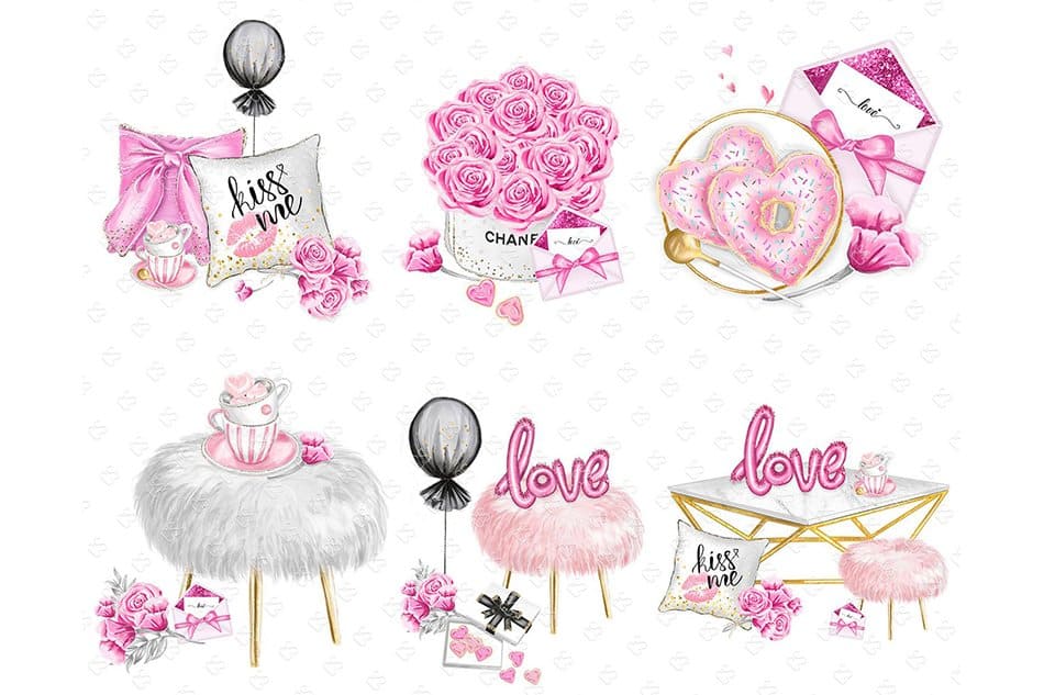 Soft things in pink and white to create romance.