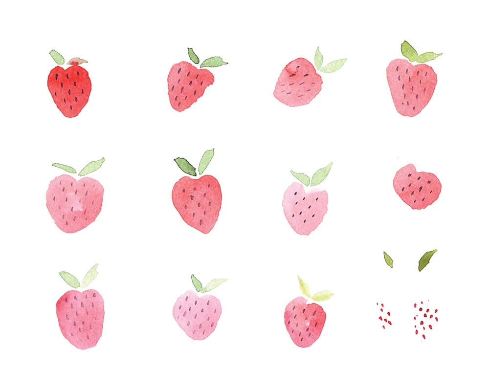 Single image of pink and red strawberries.