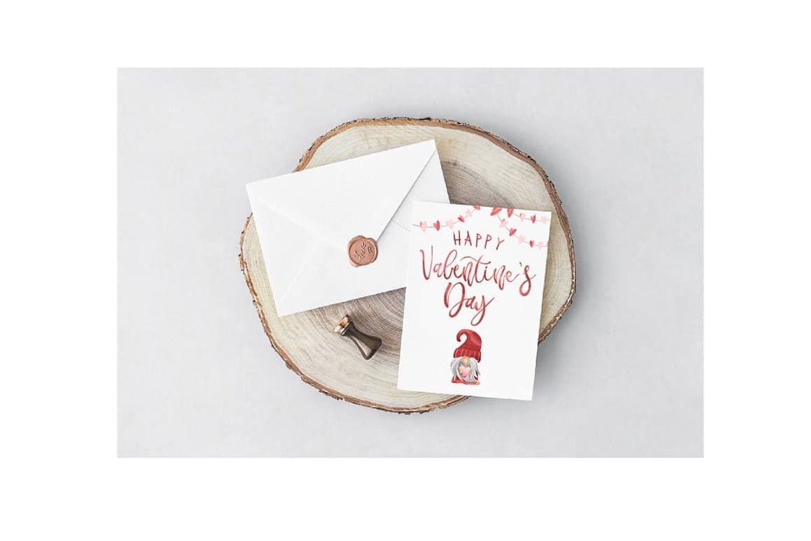 An envelope with a greeting card for Valentine's Day.