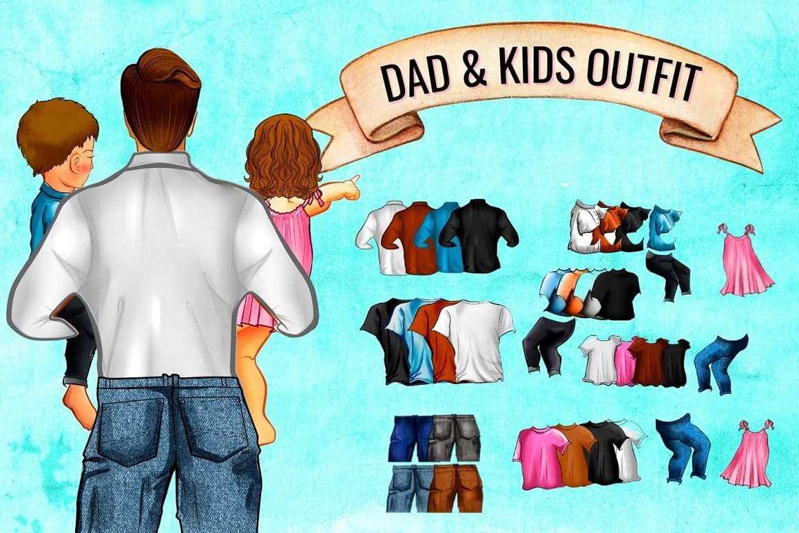Pants, shirts, T-shirts - clothes for father.