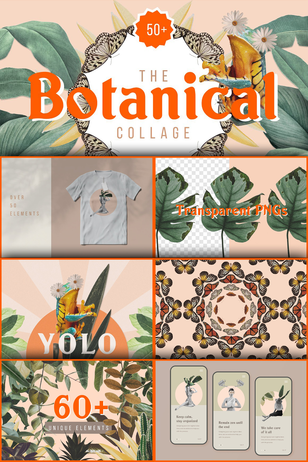 Botanical collage art maker elements of pinterest.
