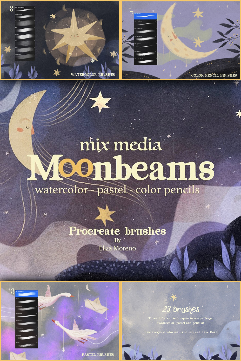 Moonbeams mix media brushes of pinterest.