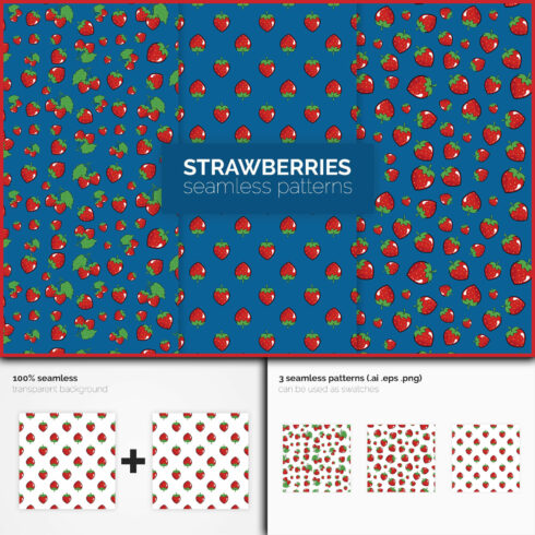 Three slides with a strawberry pattern.