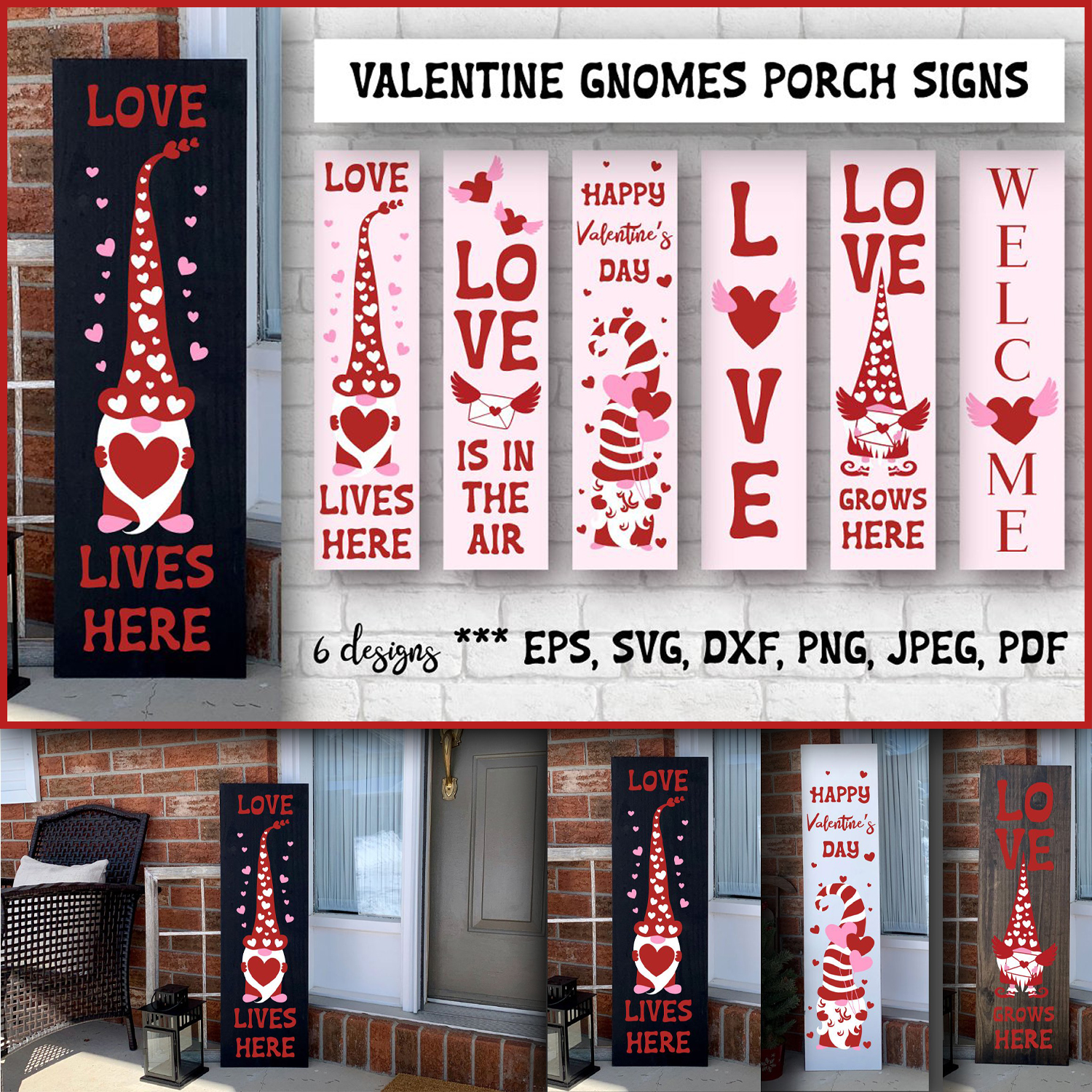Preview valentine gnomes porch signs.