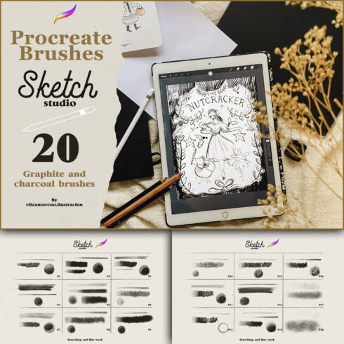 Preview sketch studio brushes for procreate.
