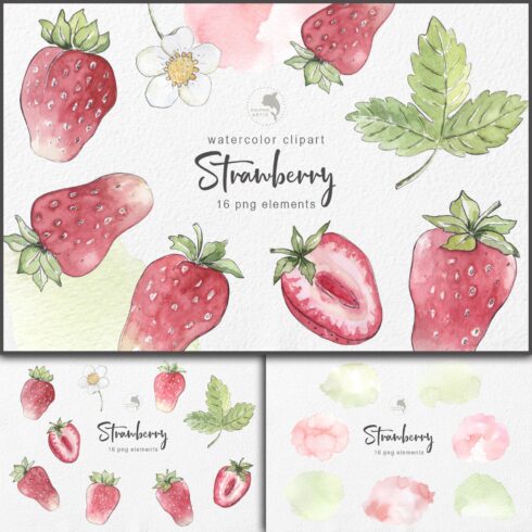 Three slides with a white background depict strawberries.