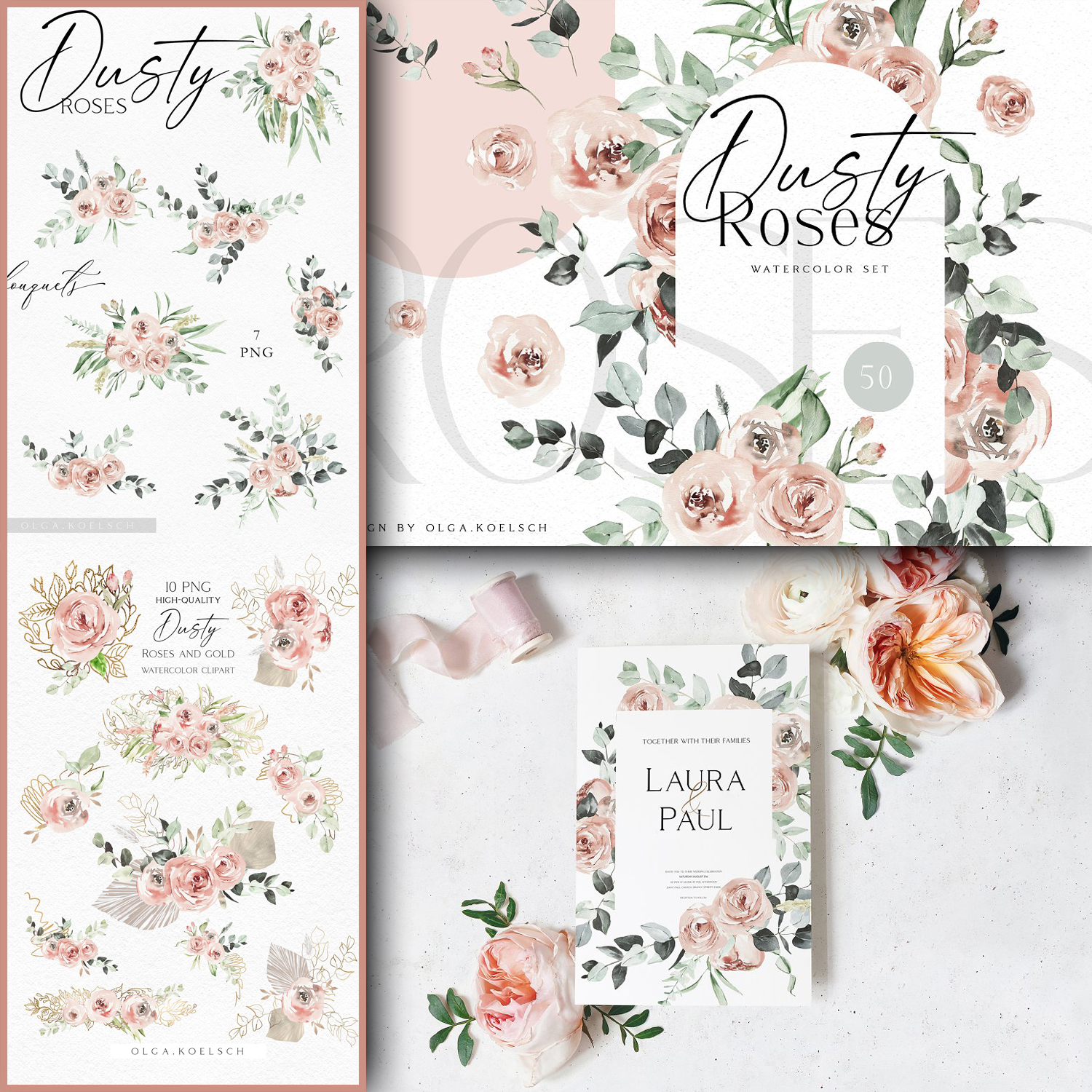 Preview dusty roses boho watercolor.
