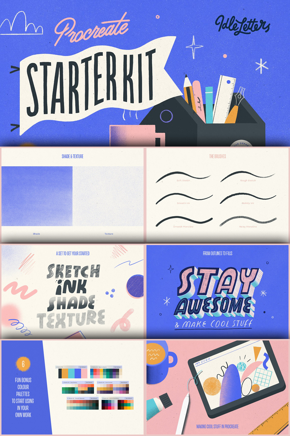 Illustrations of pinterest the procreate starter kit.