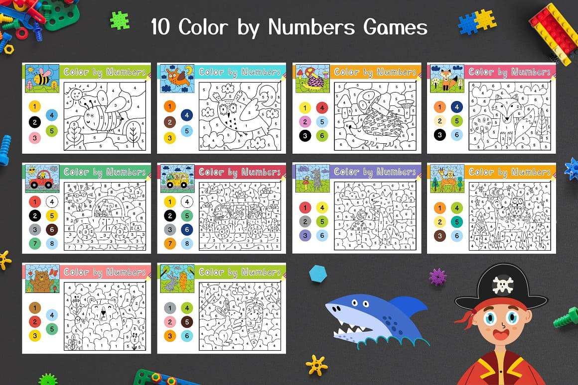 10 color by numbers games.