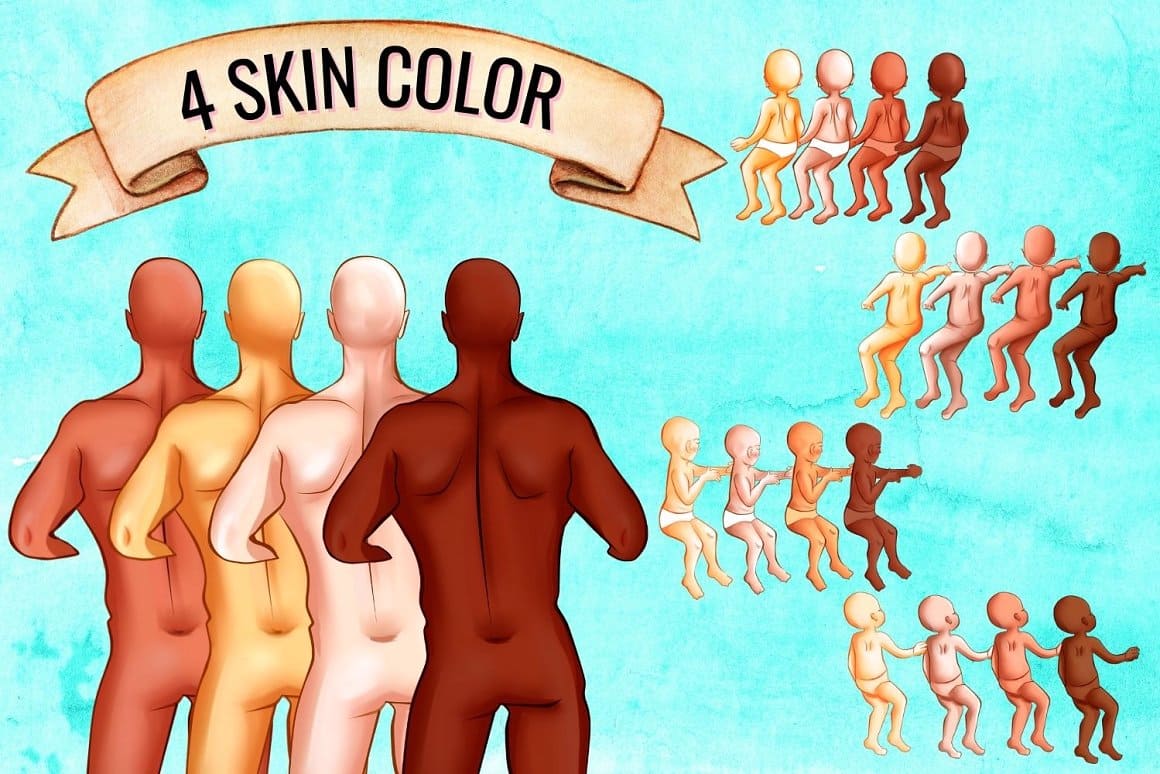 Skin color from darkest to lightest.