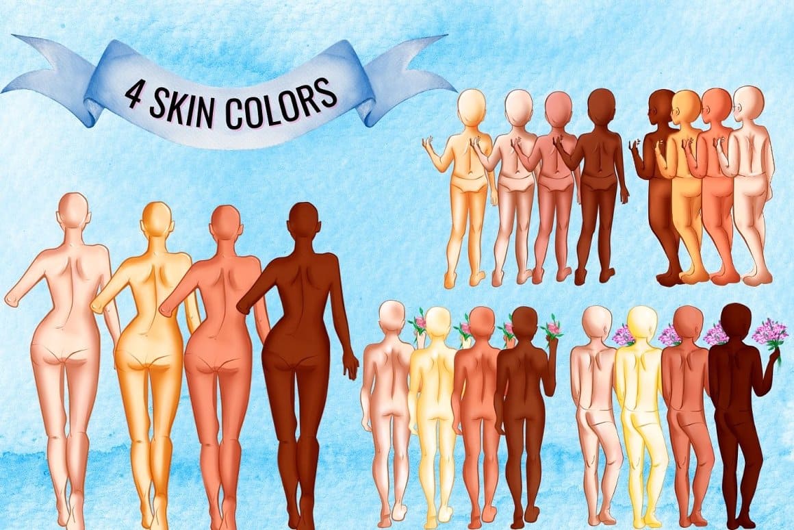 4 skin colors.