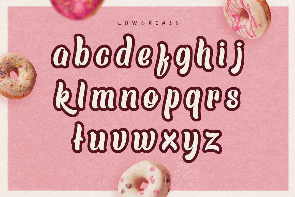 Lowcase alphabet is created with a sweet font called "Honey Pie".