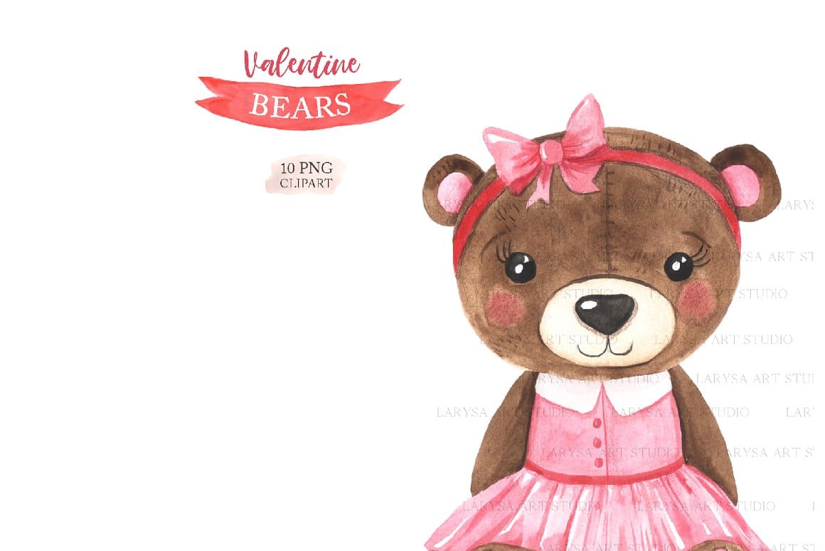 10 PNG Valentine girls bears.