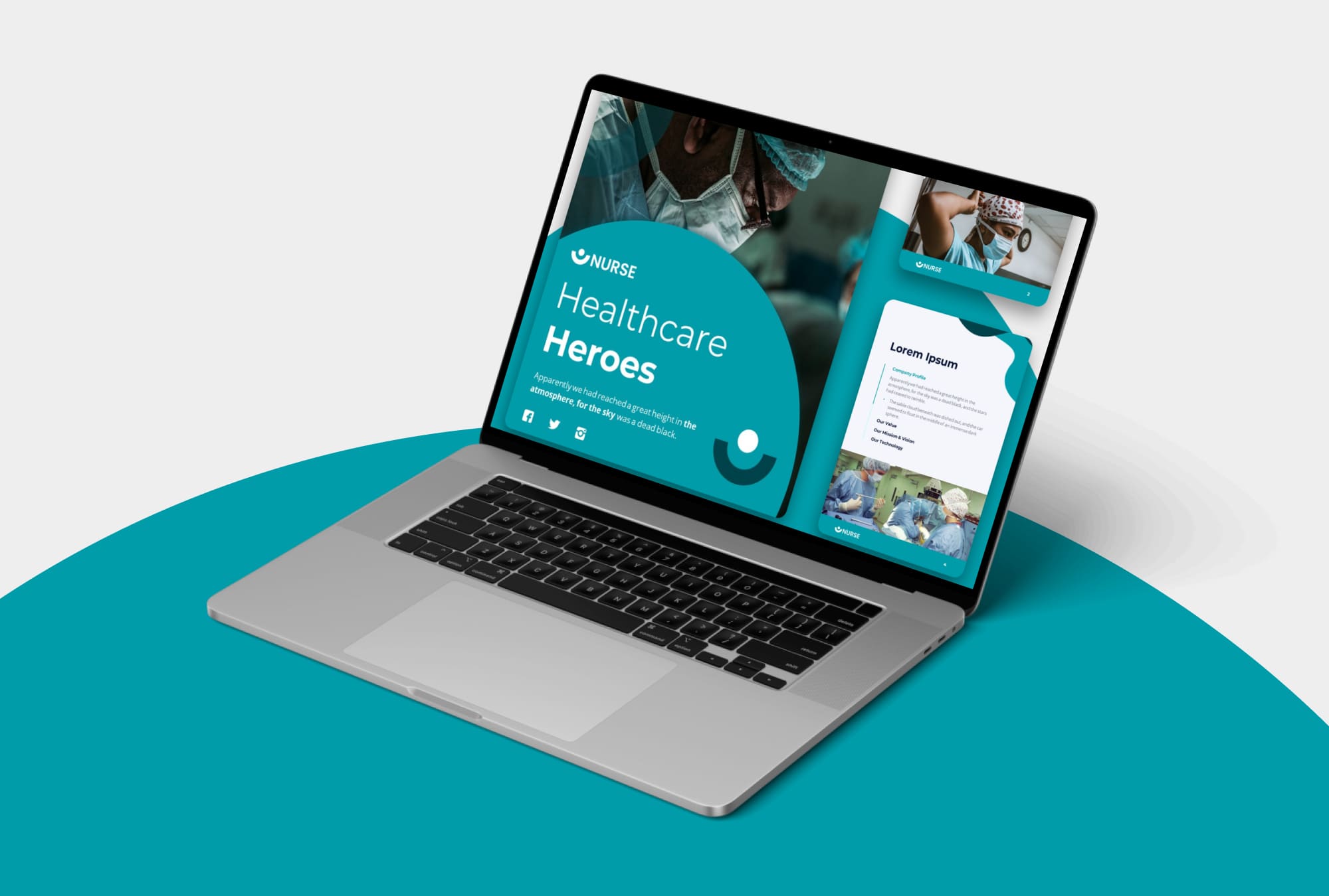 Preview Healthcare Heroes Presentation Template on the laptop.