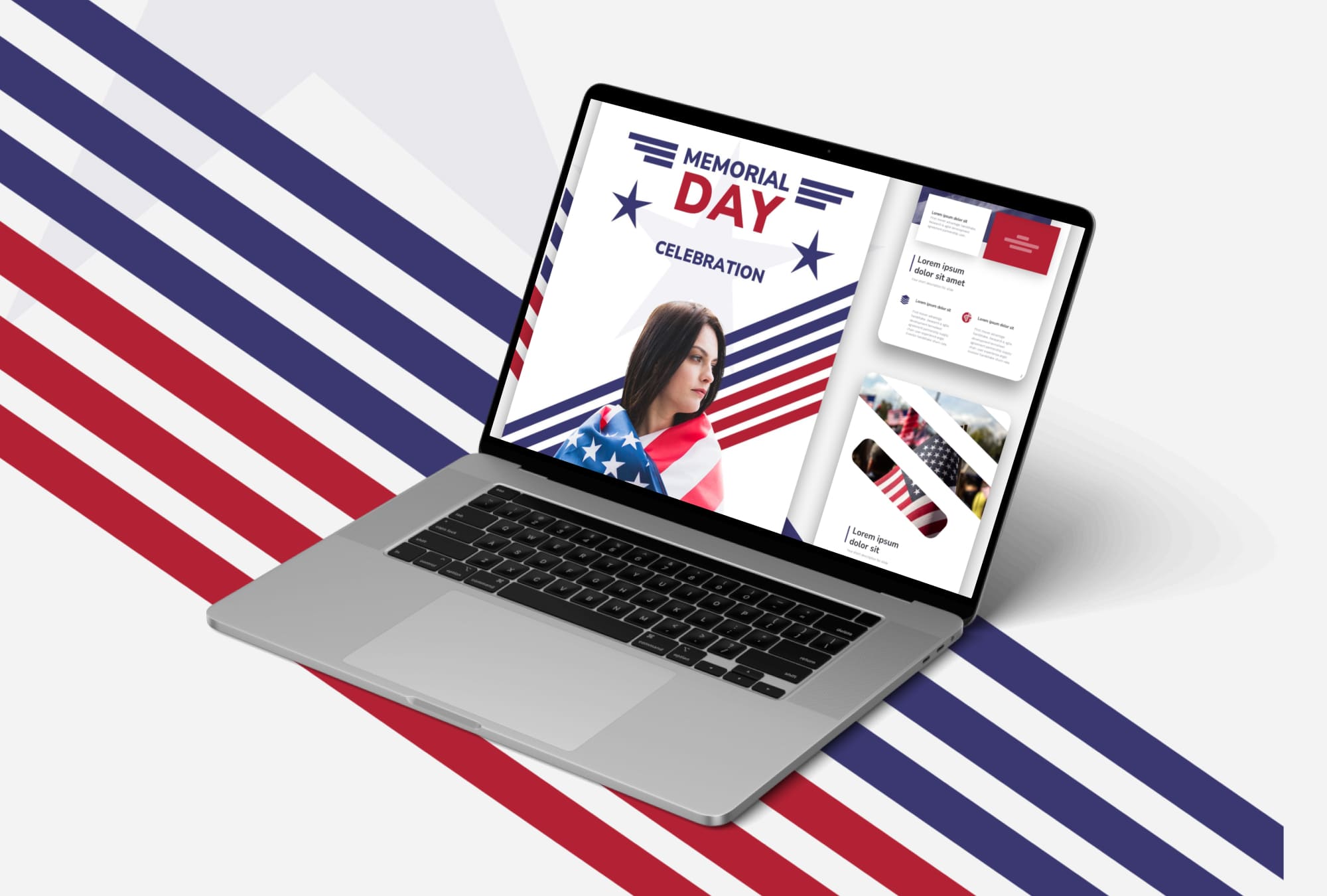 Preview MemorialDay Presentation Template on the laptop.