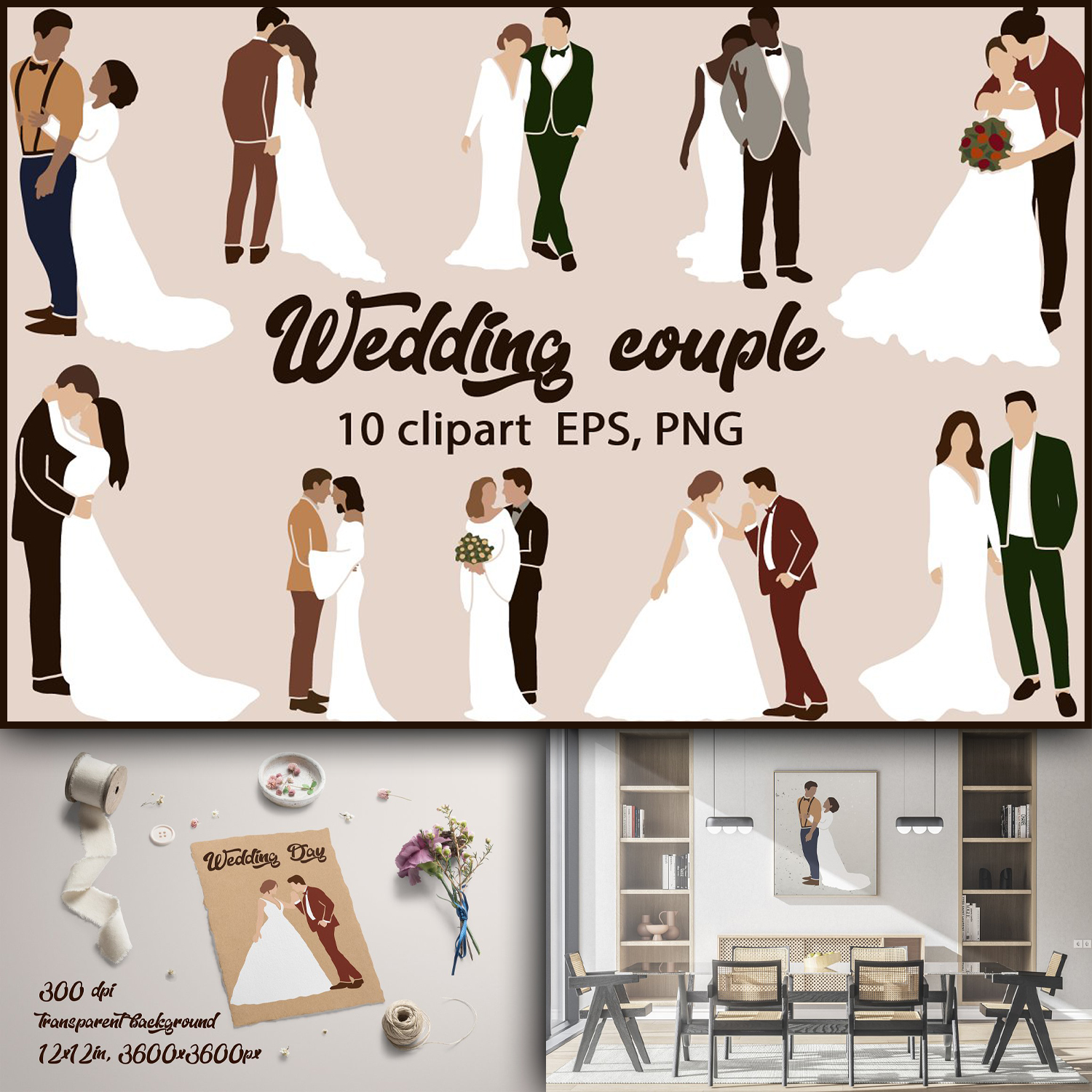 Preview wedding couple bride groom clipart.