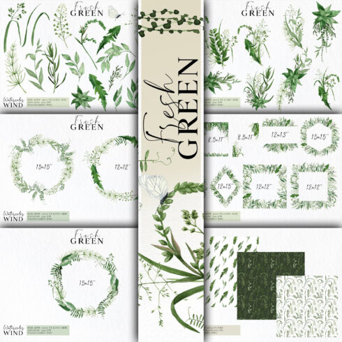 Preview watercolor greenery clipart plants.
