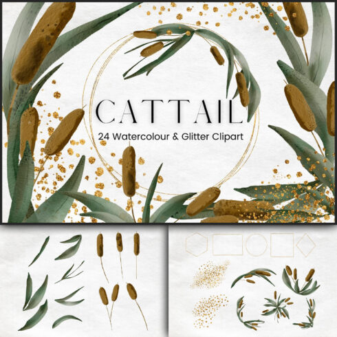 Images with watercolour cattail clipart.