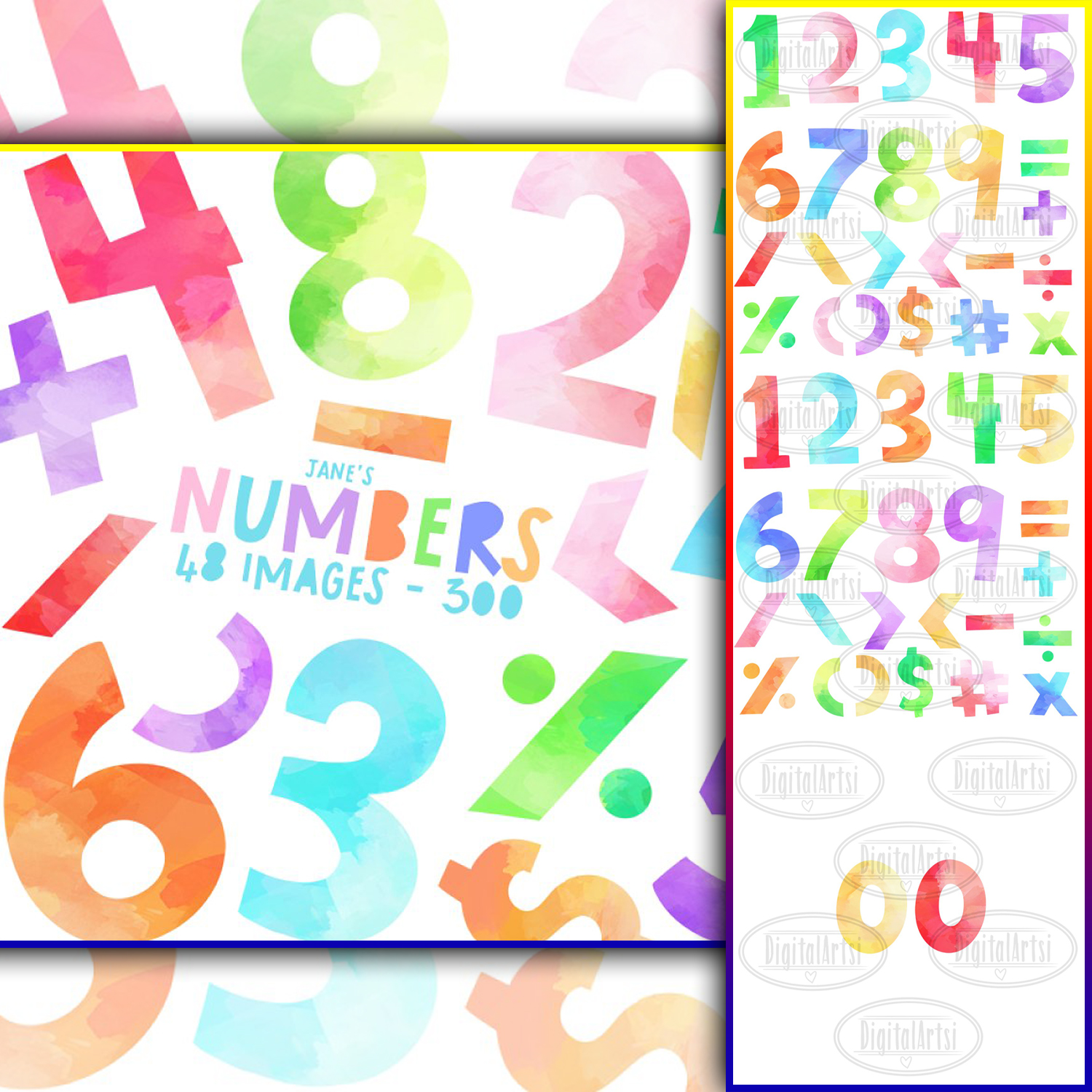 images with watercolor numbers clipart.