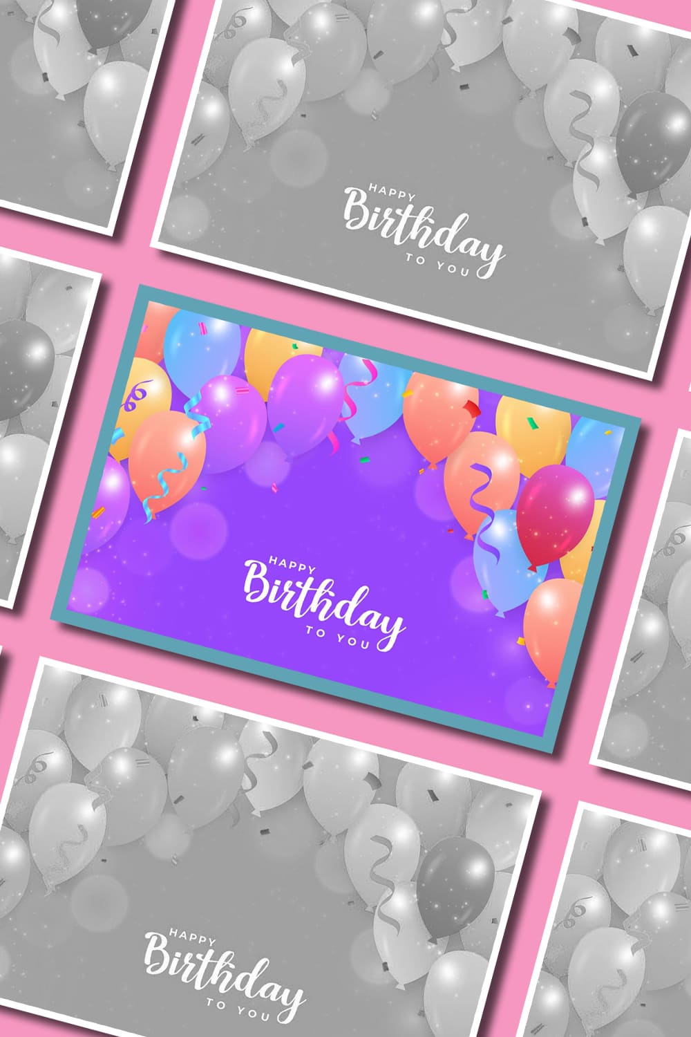 Birthday banner realistic balloons.