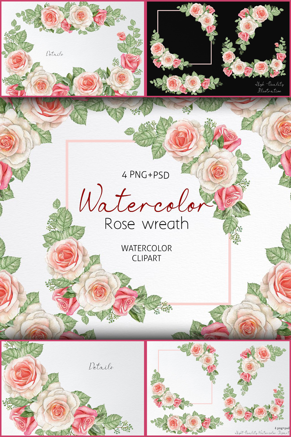 Watercolor dusty rose frame clipart of pinterest.