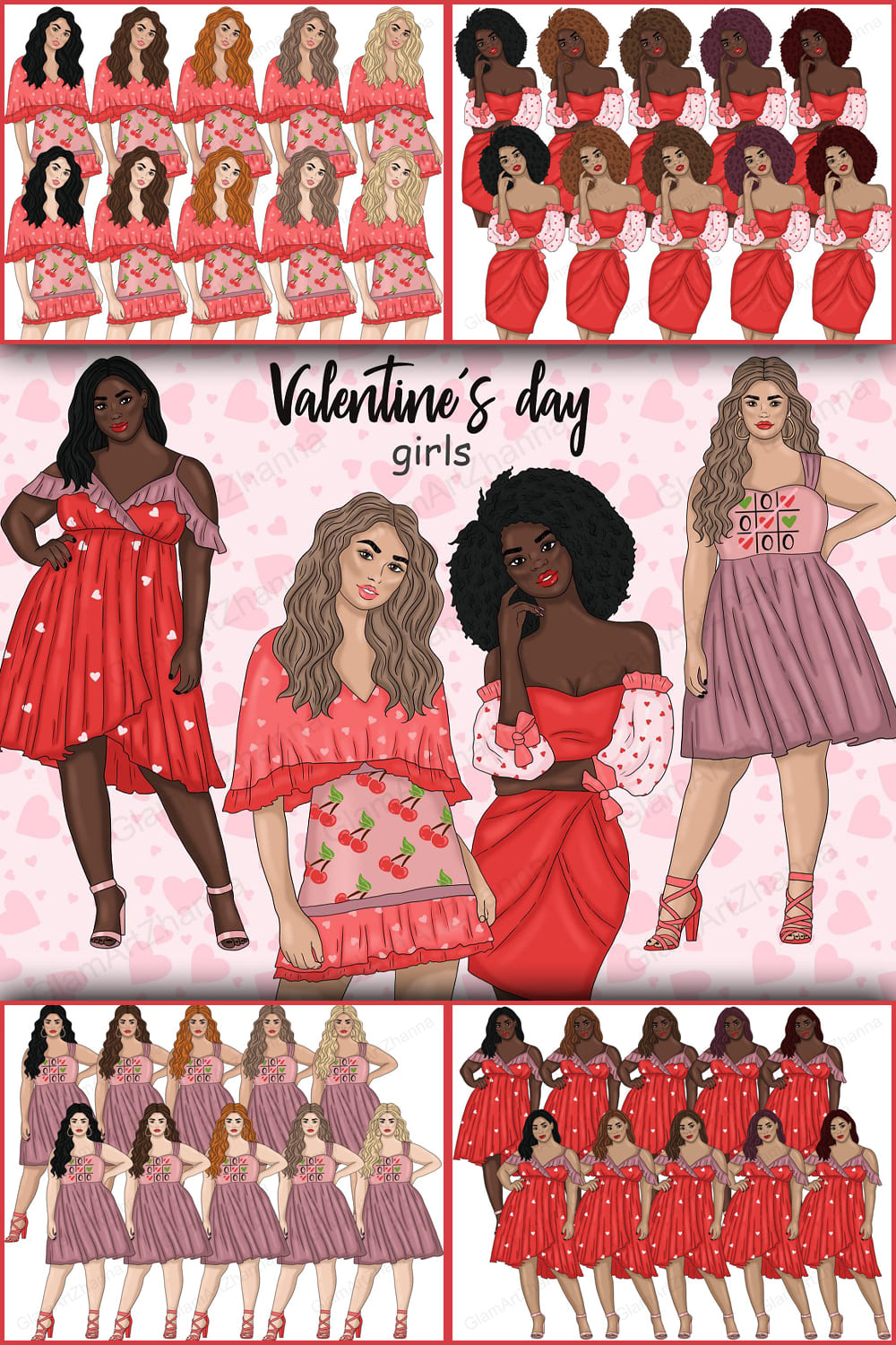 Valentine's Day Girls Clipart.