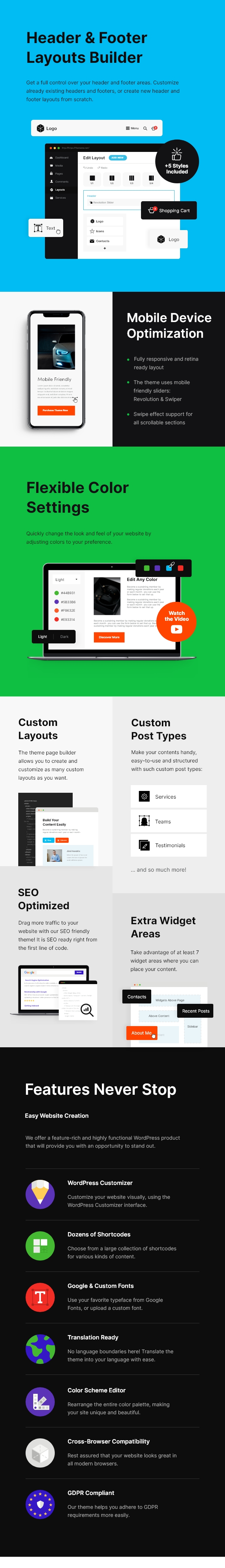 Different website template pages.