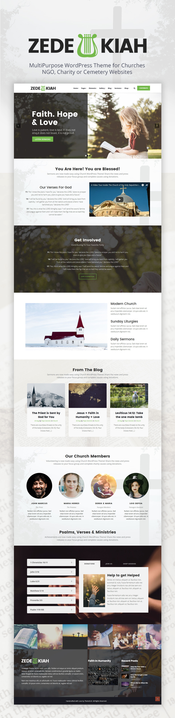 Images of WordPress site template pages.