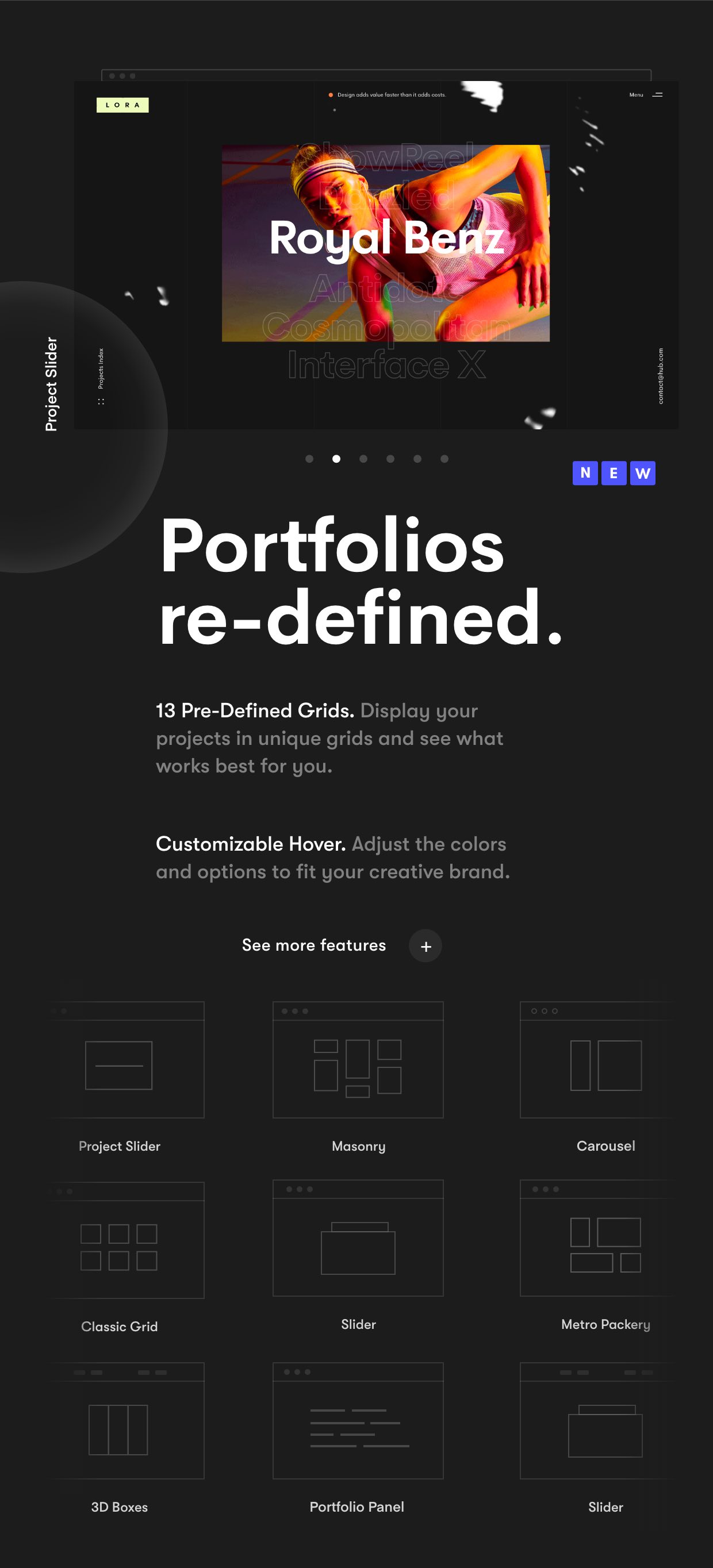 Black portfolio style images.